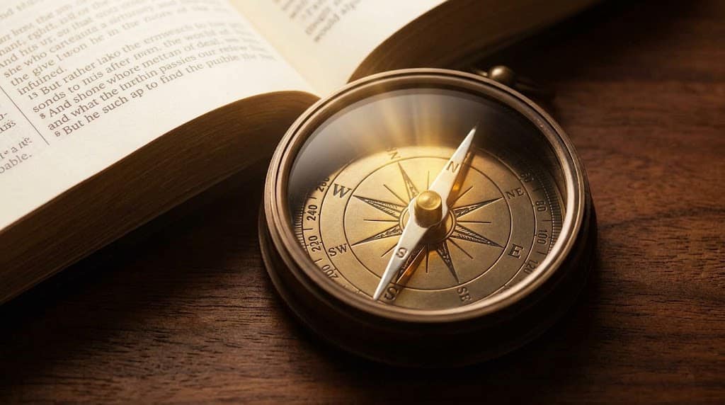 Illuminated Compass on Bible